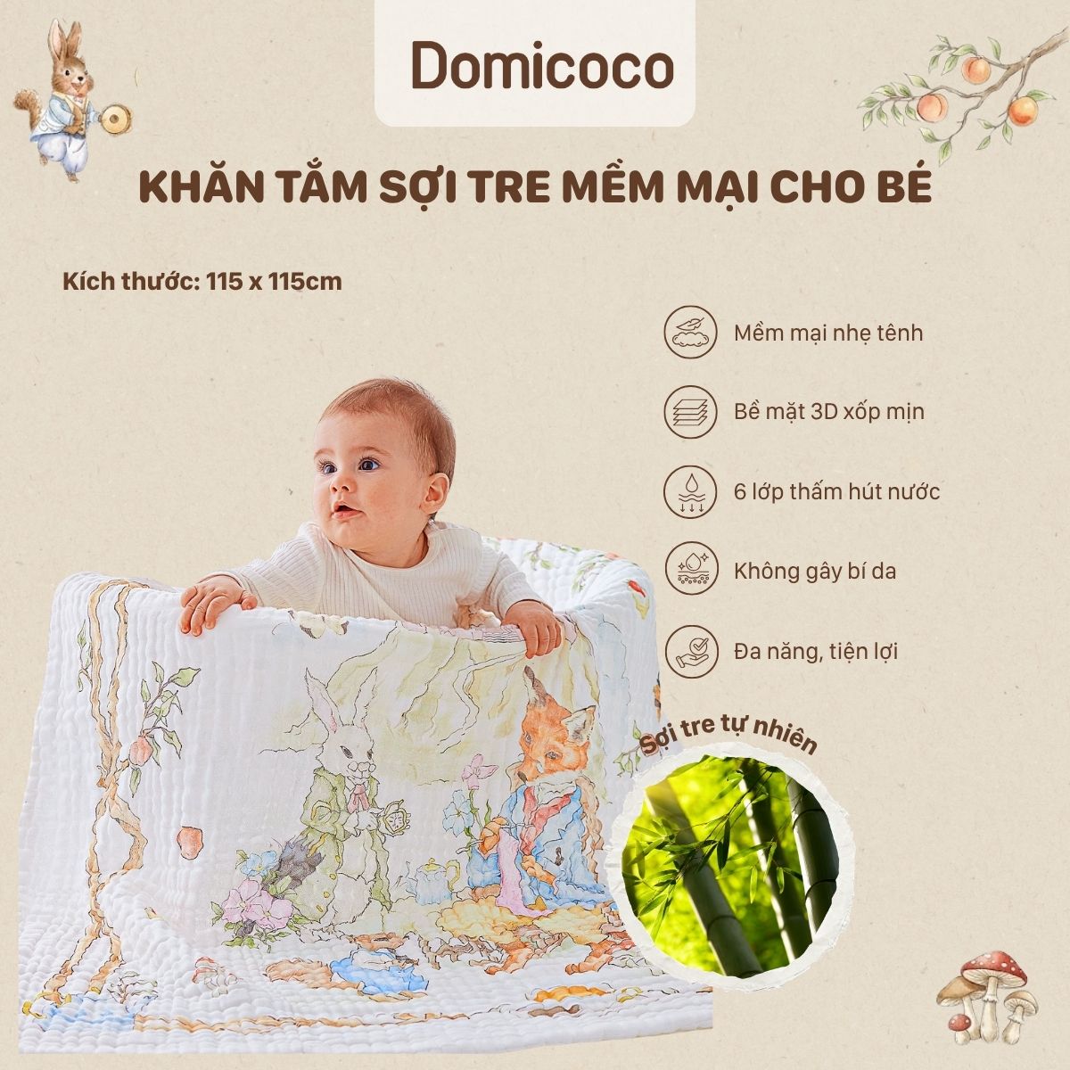 khăn tắm sợi tre domicoco