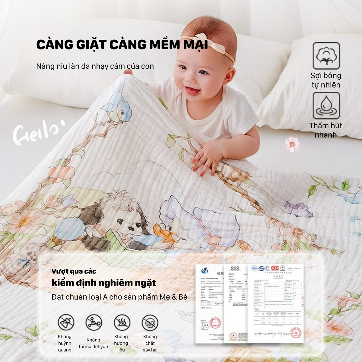 Khăn Tắm Cotton Domicoco (95 x 95cm) - Ảnh 5