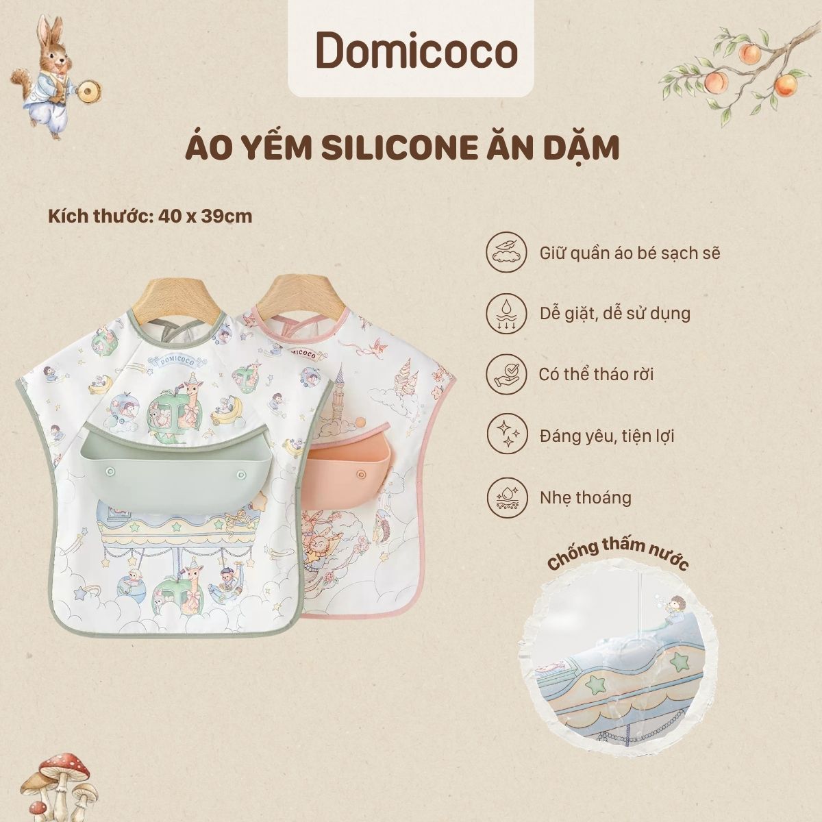 áo yếm ăn dặm domicoco
