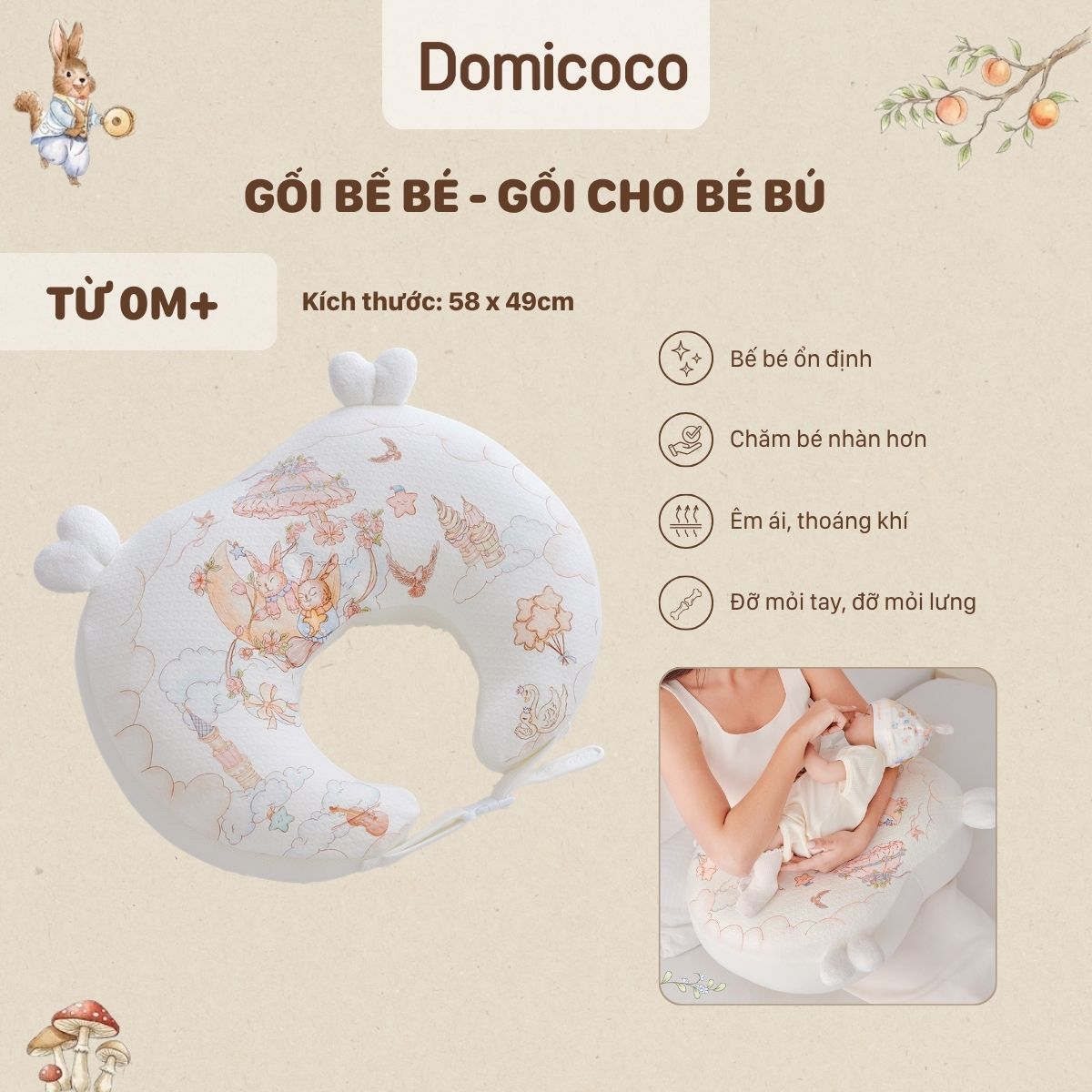 gối bế bé domicoco
