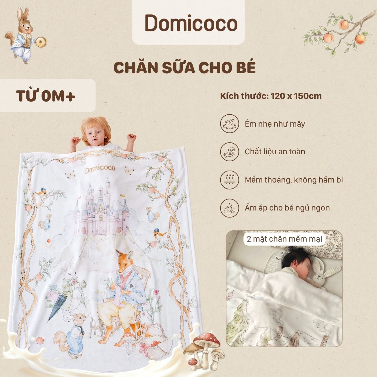 chăn sữa domicoco
